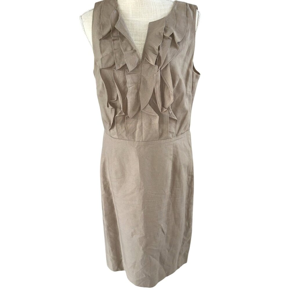Antonio Melani Womens Beige Sleeveless Ruffle Front Dress Size 12